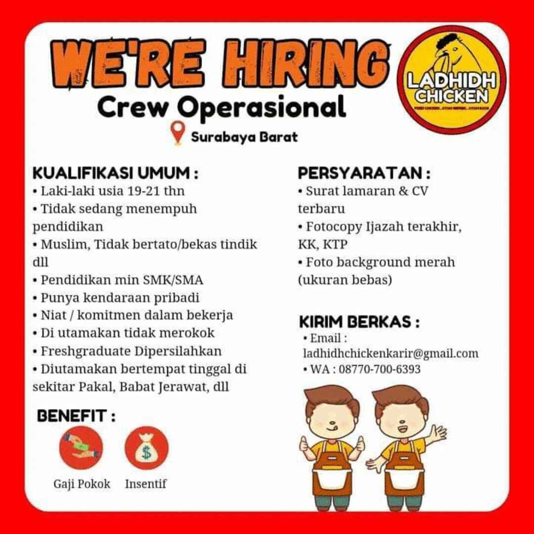 [DIBUKA] Lowongan Kerja Crew Operasional - Surabaya - LokerMuslim.ID